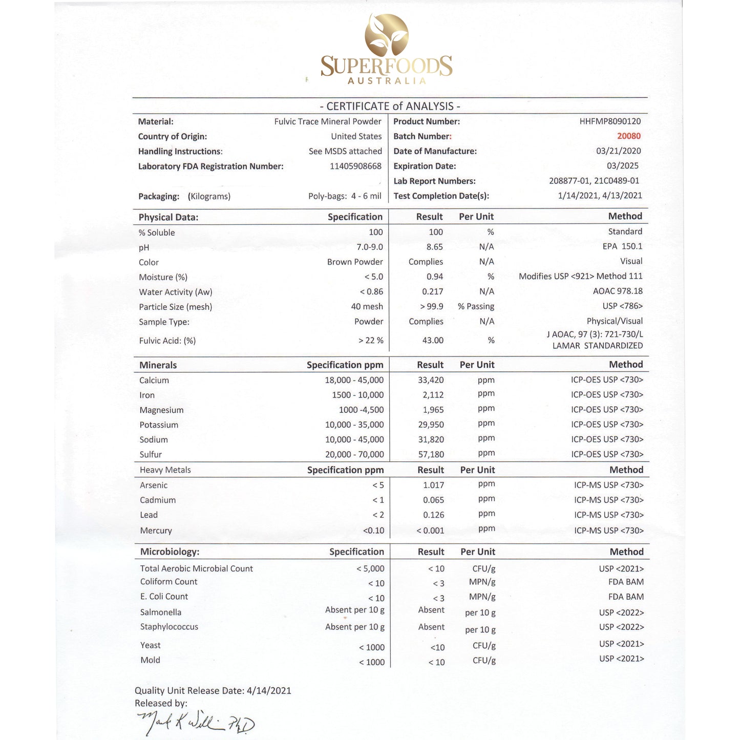 Fulvic Acid Trace Mineral Powder