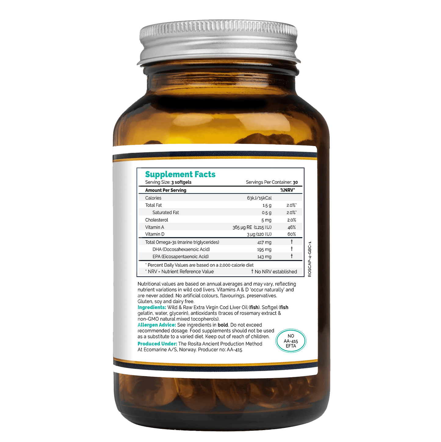 Rosita Extra Virgin Cod Liver Oil 90 Softgels