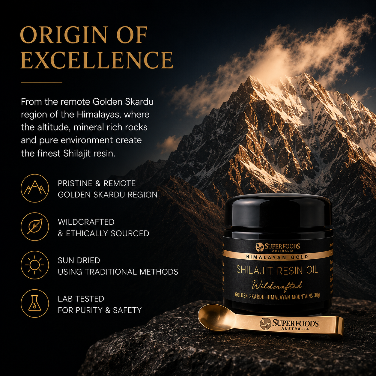 Himalayan Shilajit hand-harvested and purified by water extraction