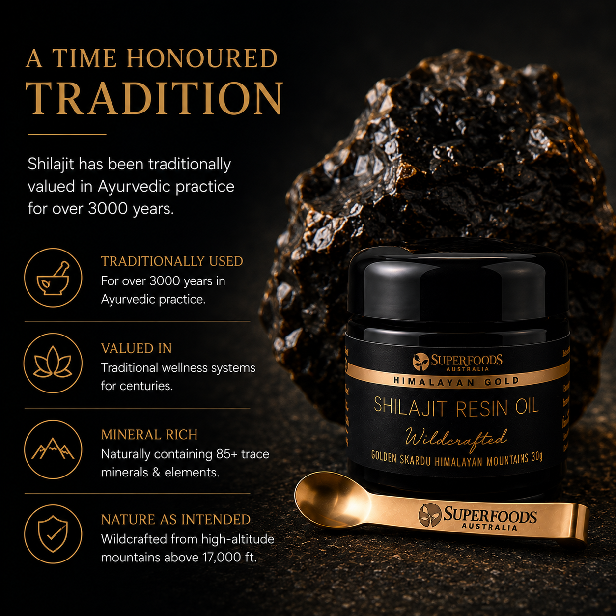 Traditionally sun-dried Himalayan Gold Shilajit resin
