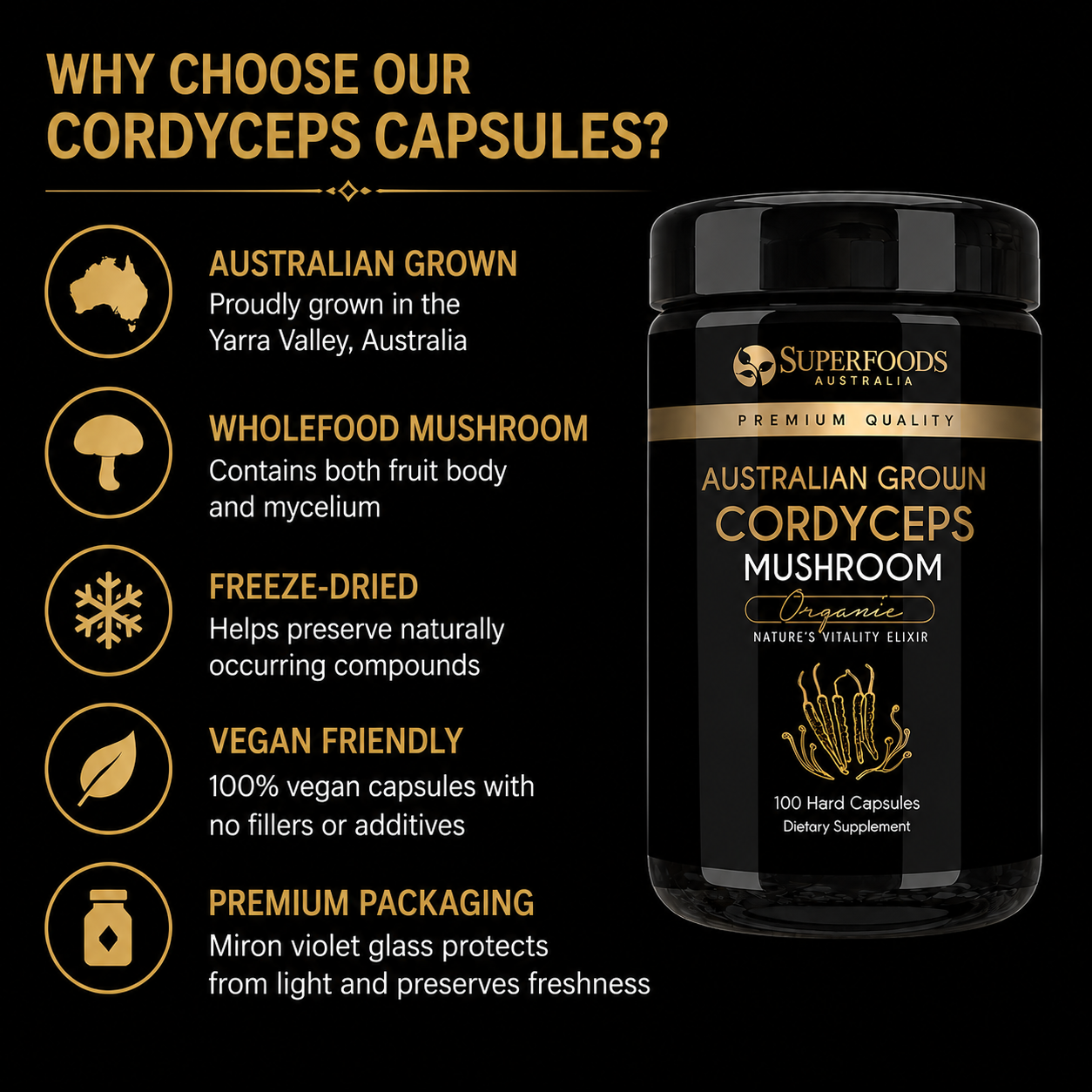 Australian Grown Cordyceps Mushroom Capsules