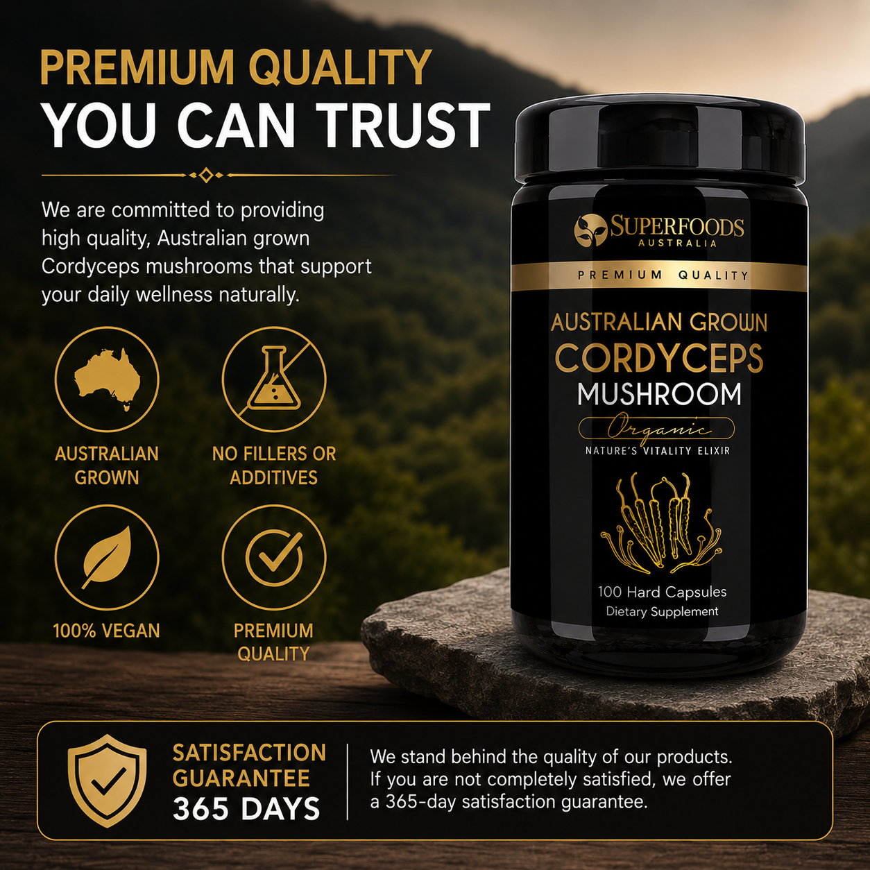 Australian Grown Cordyceps Mushroom Capsules